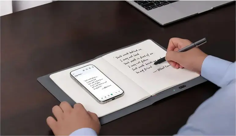 XP-Pen Note Plus Digital Notebook Smart Notepad A5 Real-time Handwriting Capture 8192 Pressure Levels PH18 EMR Stylus Bluetooth 5.3 Vegan Leather Grey
