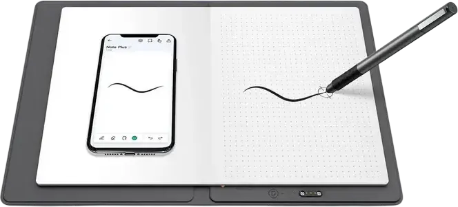 XP-Pen Note Plus Digital Notebook Smart Notepad A5 Real-time Handwriting Capture 8192 Pressure Levels PH18 EMR Stylus Bluetooth 5.3 Vegan Leather Grey