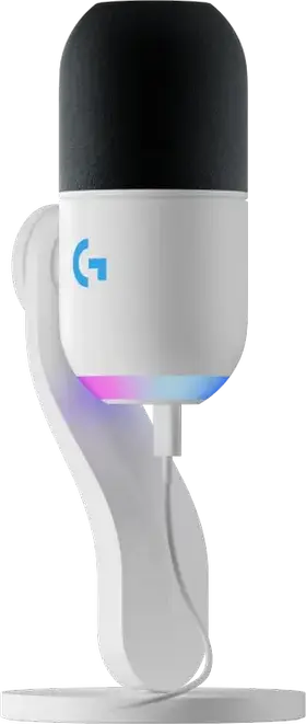 Logitech Yeti GX Dynamic RGB Gaming Microphone, White, Supercardioid Polar Pattern, 48kHz/96kHz Sample Rate, 24-bit, USB Connectivity, LIGHTSYNC RGB
