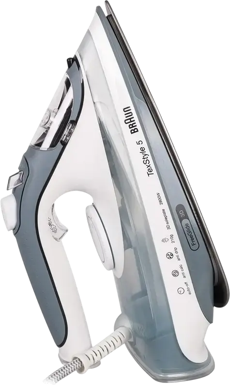 Fier de calcat cu aburi Braun TexStyle 5 SI5078GY, 2800W, Talpa EloxalPlus FreeGlide 3D, Abur Continuu 50g/min, Shot Abur 210g/min, Anti-Calcar, Gri