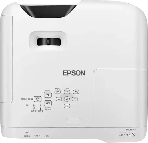 Proiector Epson EB-W56S Short-Throw 3LCD, Rezolutie WXGA HD Ready, 3700 Lumeni, Contrast 16,000:1, Difuzor 16W, HDMI, VGA, Ethernet, Alb