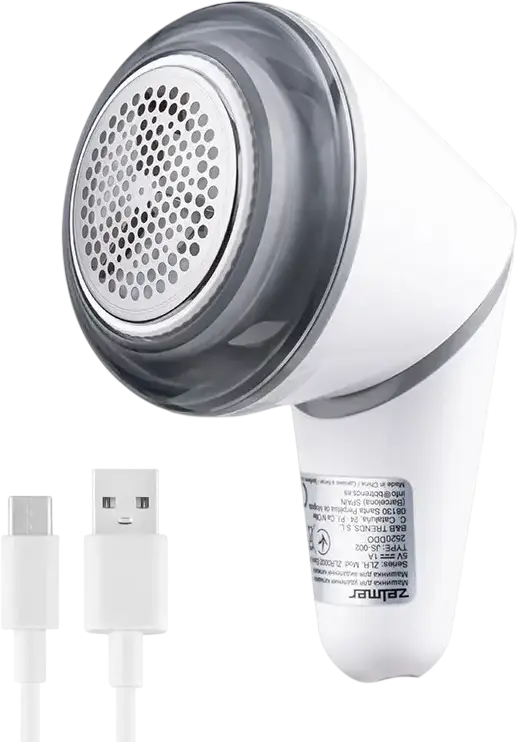 Zelmer ZLR0002 EasyLint Rechargeable Fabric Shaver and Lint Remover, USB Type-C Charging, White