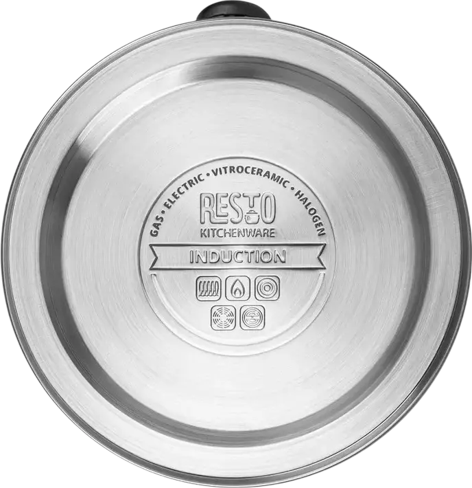 Ceainic pentru aragaz RESTO 90610 Almaaz, 3L, Inox, Capac Glass, Maner Bakelite, Compatibil Inductie, Negru