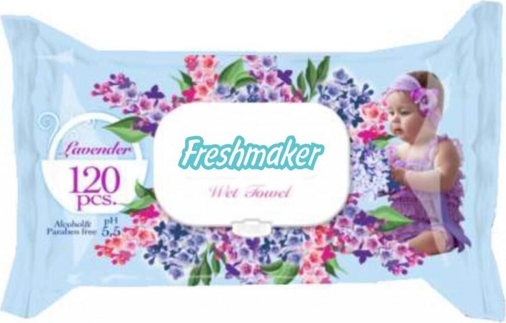 Салфетки вл Freshmaker Lavander 120шт  С КРЫШКОЙ