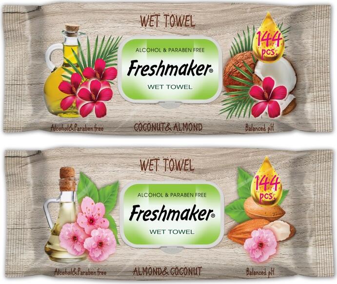 Салфетки вл Freshmaker Extra Jumbo pack 144шт  С КРЫШКОЙ