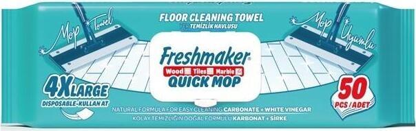 Салфетки влажные для пола Freshmaker Quick MOP XL 50шт   С КРЫШКОЙ   сода+уксус