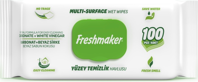 Салфетки влажные Freshmaker MULTI- SUPRAFACE wet wipes  100 шт. с крышкой VERDE