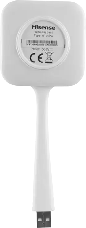 Dongle de transmitere wireless Hisense HT002A, Rezolutie FHD 60Hz, IC RK3036, USB 2.0 Type-A, Plug and Play pentru iOS Android Windows Mac, Alb