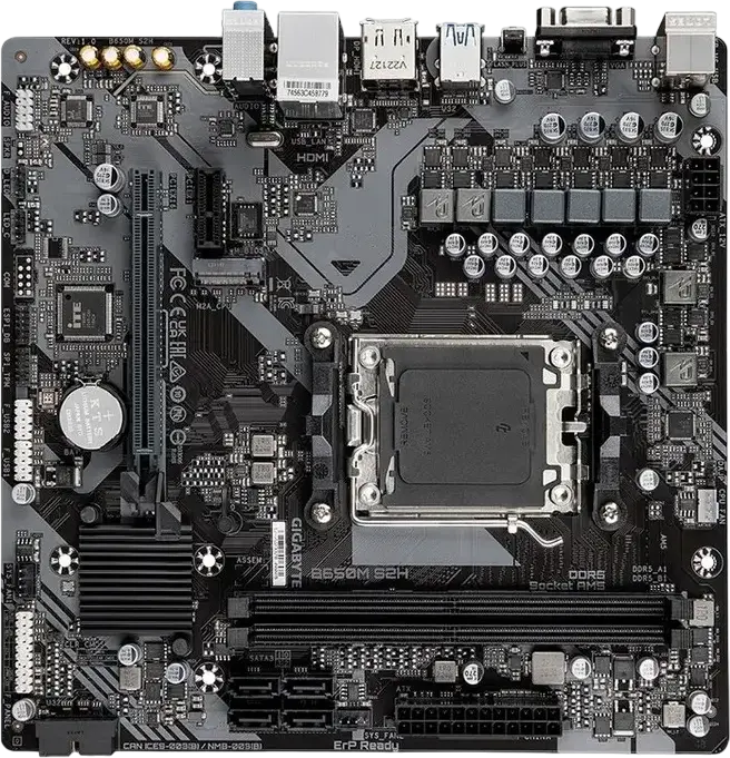 Placa de baza Gigabyte B650M S2H Micro-ATX AM5 AMD B650 DDR5 192GB 6400MHz OC PCIe Gen4 M.2 pentru Ryzen Serii 7000 8000 9000 HDMI DisplayPort VGA