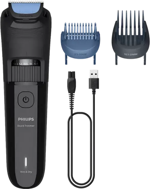 Philips 3000 Series BT3620/15 Beard Trimmer, 40 Length Settings 0.5-20mm, Self-Sharpening Blades, Waterproof Wet & Dry, Li-Ion Battery, USB Charging, Black