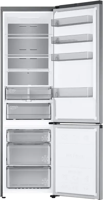 Frigider Combinat Samsung RB38C774DB1, No Frost, Digital Inverter, SpaceMax, Volum Net 390L, SmartThings Wi-Fi, Argintiu, 59.5x203x65.8 cm
