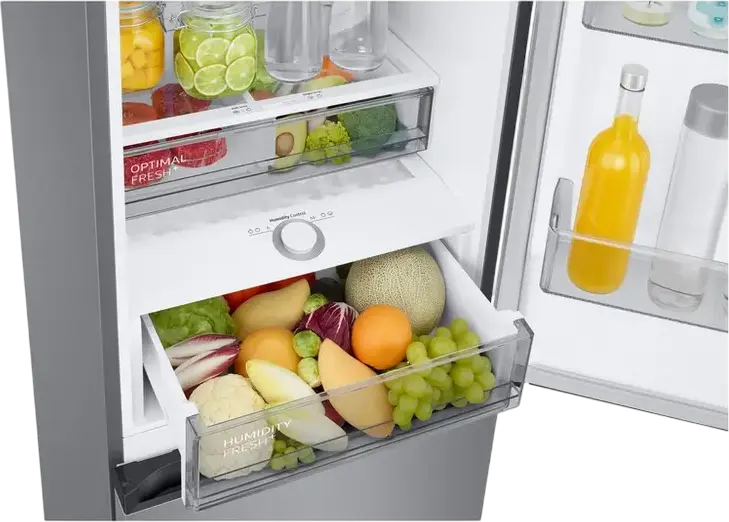 Frigider Combinat Samsung RB38C774DB1, No Frost, Digital Inverter, SpaceMax, Volum Net 390L, SmartThings Wi-Fi, Argintiu, 59.5x203x65.8 cm
