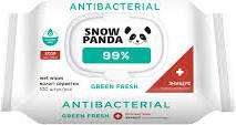 Снежная Панда PANDA Салфетки влажные для рук и тела 99% с антимикробным действием 100 шт