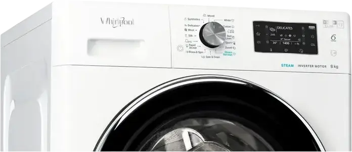 Стиральная машина Whirlpool FFD 8489 BCV EE с фронтальной загрузкой 8 кг, 1400 об/мин, инверторный двигатель, 6th Sense, Steam Hygiene, класс A