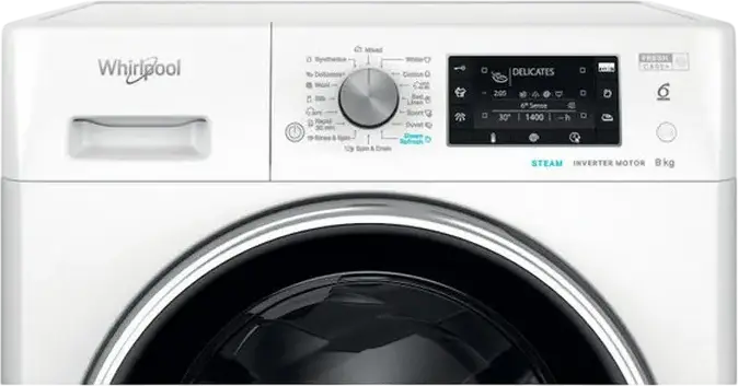 Стиральная машина Whirlpool FFD 8489 BCV EE с фронтальной загрузкой 8 кг, 1400 об/мин, инверторный двигатель, 6th Sense, Steam Hygiene, класс A