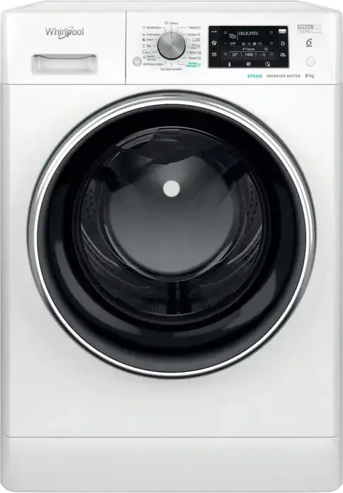 Стиральная машина Whirlpool FFD 8489 BCV EE с фронтальной загрузкой 8 кг, 1400 об/мин, инверторный двигатель, 6th Sense, Steam Hygiene, класс A