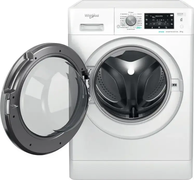 Стиральная машина Whirlpool FFD 8489 BCV EE с фронтальной загрузкой 8 кг, 1400 об/мин, инверторный двигатель, 6th Sense, Steam Hygiene, класс A