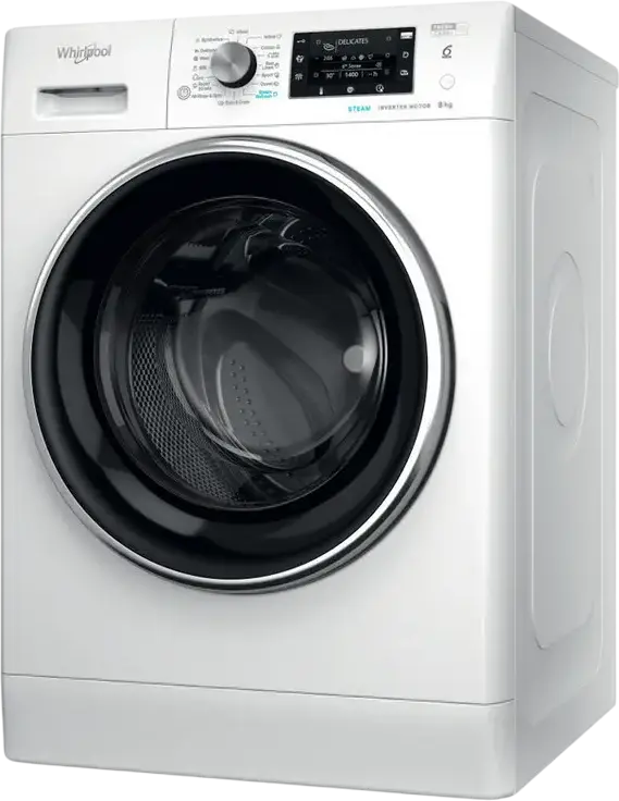 Стиральная машина Whirlpool FFD 8489 BCV EE с фронтальной загрузкой 8 кг, 1400 об/мин, инверторный двигатель, 6th Sense, Steam Hygiene, класс A