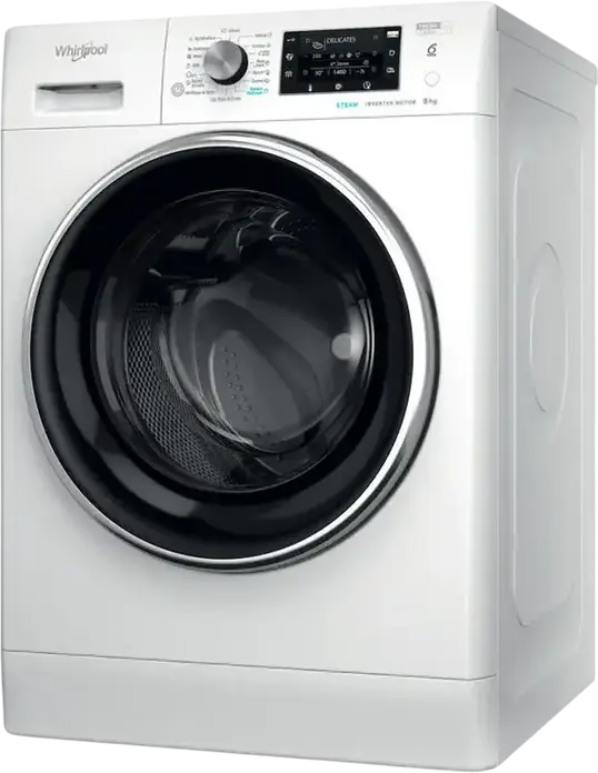 Стиральная машина Whirlpool FFD 8489 BCV EE с фронтальной загрузкой 8 кг, 1400 об/мин, инверторный двигатель, 6th Sense, Steam Hygiene, класс A