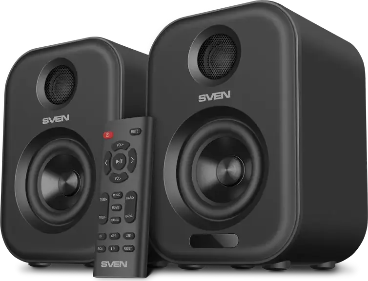 SVEN MC-5 2.0 Multimedia Speaker System, Grey, 50W Total Power, Bluetooth, Optical Digital Input, USB Player, Touch Panel, Remote Control, 1/4" Mount