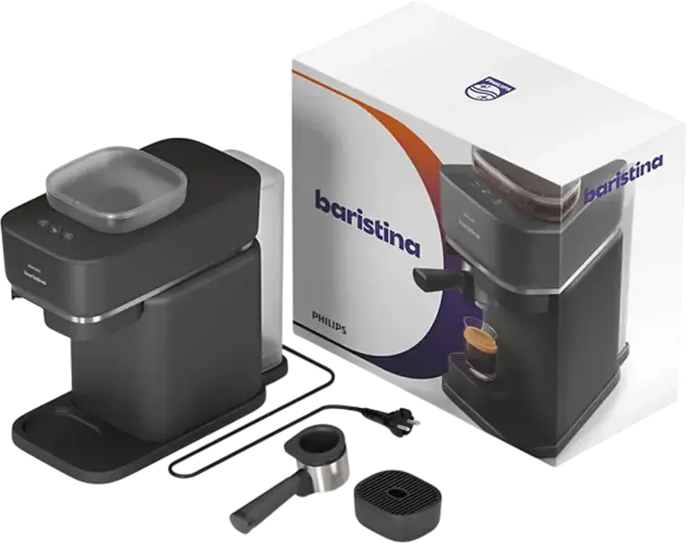 Philips BAR300/60 Baristina Semi-Automatic Espresso Machine with Built-in Grinder, Automatic Tamping, 1.2L Water Tank, 1550W, Black