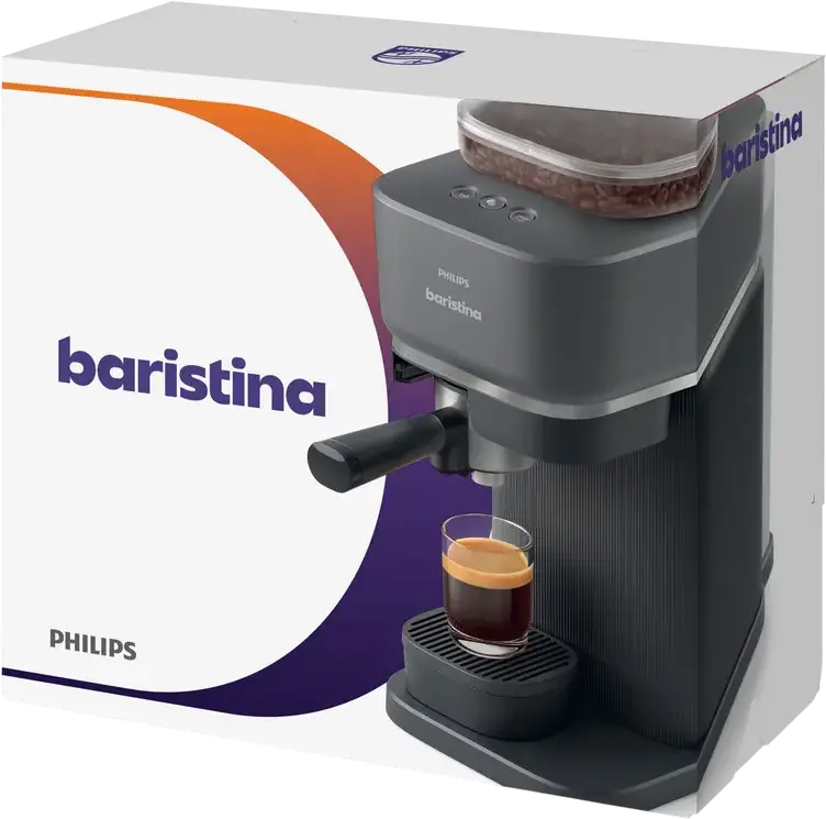 Philips BAR300/60 Baristina Semi-Automatic Espresso Machine with Built-in Grinder, Automatic Tamping, 1.2L Water Tank, 1550W, Black