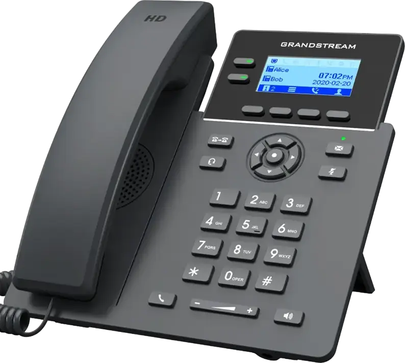 Grandstream GRP2602P IP Phone, 2 Lines, 4 SIP Accounts, Integrated PoE, HD Audio, Noise Shield, 5-Way Conferencing, GDMS Management, Black