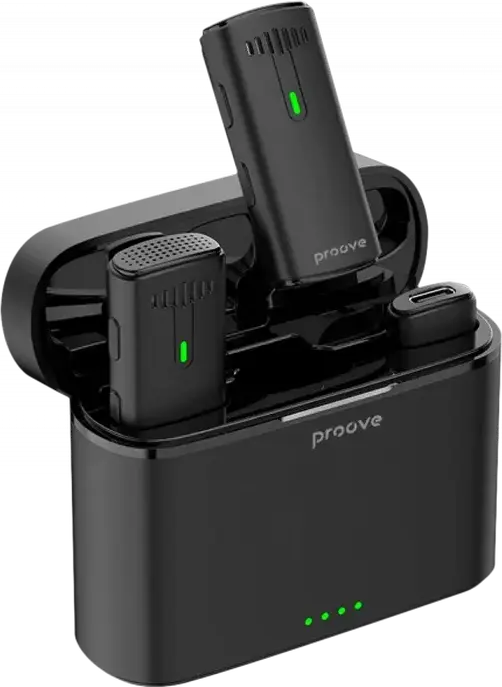 Microfon portabil pentru înregistrare vocală Proove Demo Lightning, Fără fir, Negru