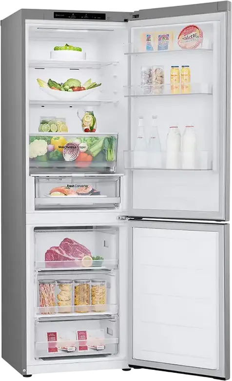 Frigider Combinat LG GBV3100EEP, Capacitate Neta 344L, No Frost, Compresor Smart Inverter, DoorCooling+, LinearCooling, Argintiu, Liber