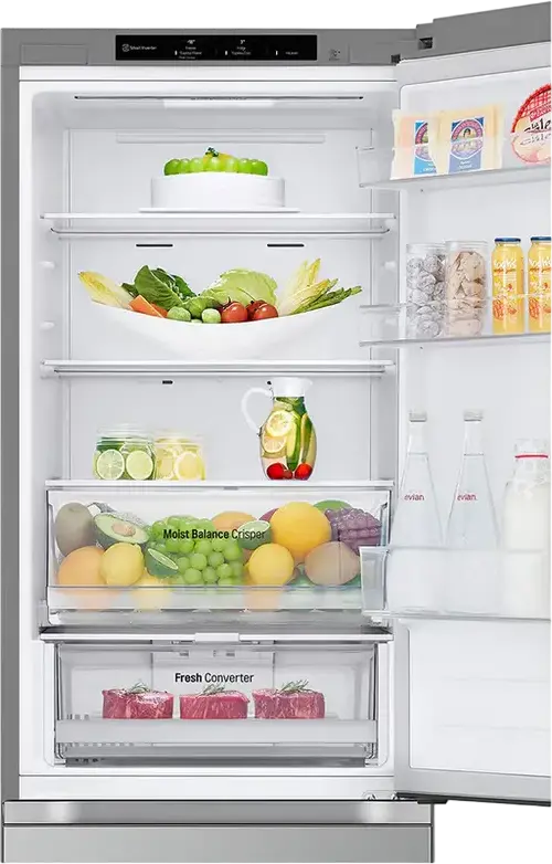 Frigider Combinat LG GBV3100EEP, Capacitate Neta 344L, No Frost, Compresor Smart Inverter, DoorCooling+, LinearCooling, Argintiu, Liber