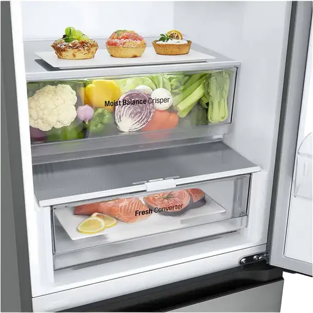 Frigider Combinat LG GBV3100EEP, Capacitate Neta 344L, No Frost, Compresor Smart Inverter, DoorCooling+, LinearCooling, Argintiu, Liber