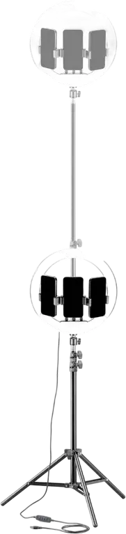 Cellularline Selfie Ring Trio Universal LED Ring Light 13 inch with Tripod, 3 Lighting Modes, Adjustable Brightness, 3 Rotatable Phone Holders, Black