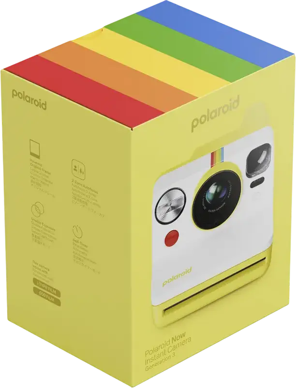 Polaroid Now Generation 3 Instant Camera, Two-Lens Autofocus, Improved Light Meter, Double Exposure, USB Type-C, 40% Recycled Materials, Yellow