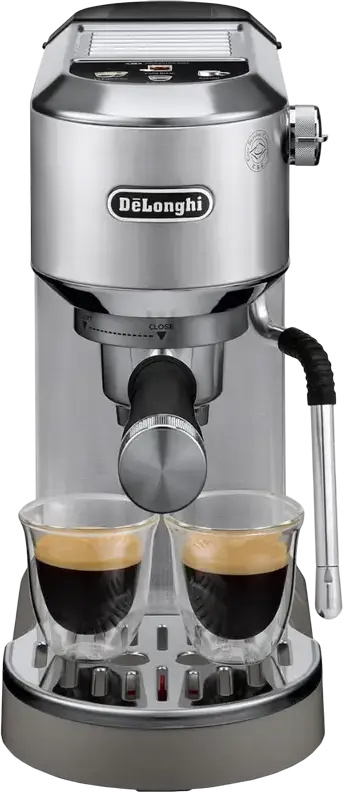 DeLonghi Dedica Duo EC890 Manual Espresso Machine, 1450W, 15 Bar, 1.1L Tank, Cold Extraction Technology, LED Display, Stainless Steel, Set of 8 Pieces