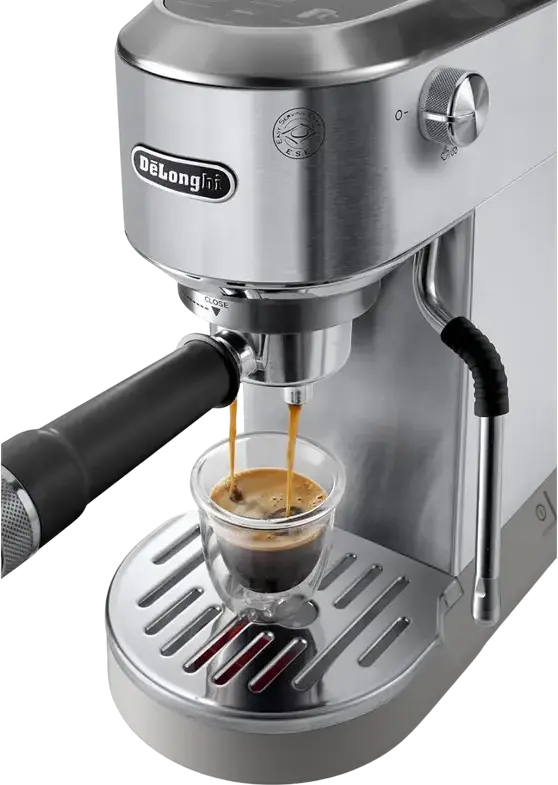 DeLonghi Dedica Duo EC890 Manual Espresso Machine, 1450W, 15 Bar, 1.1L Tank, Cold Extraction Technology, LED Display, Stainless Steel, Set of 8 Pieces