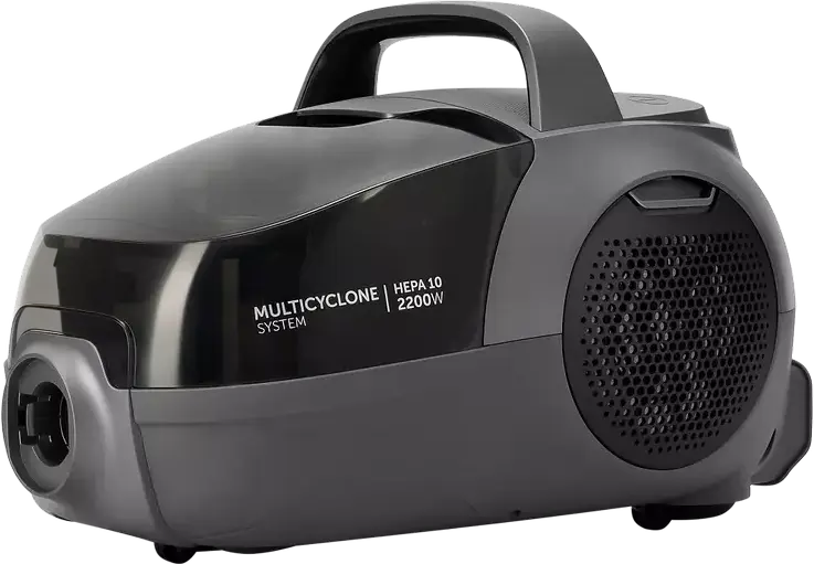 Polaris PVC 2103 Multicyclone Cylinder Vacuum Cleaner, 2200W, 650W Suction, HEPA 10 Filter, 2.2L Container, Graphite, with Turbo and Parquet Brushes