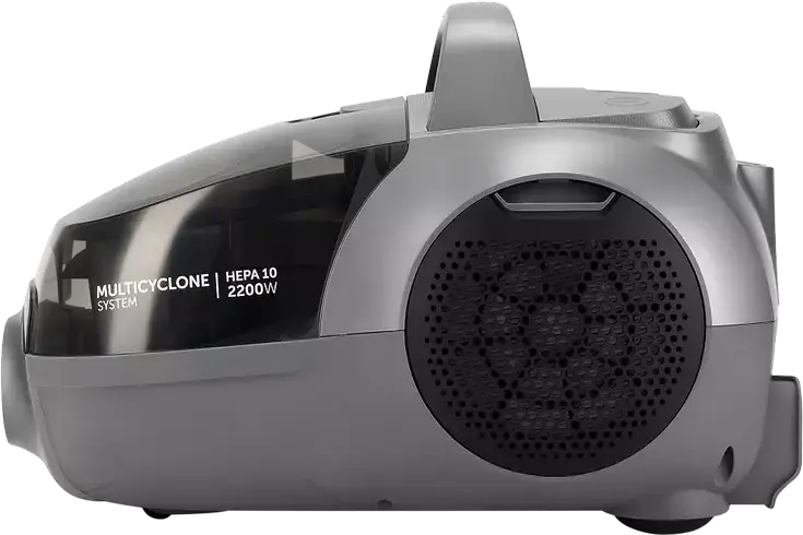 Polaris PVC 2103 Multicyclone Cylinder Vacuum Cleaner, 2200W, 650W Suction, HEPA 10 Filter, 2.2L Container, Graphite, with Turbo and Parquet Brushes