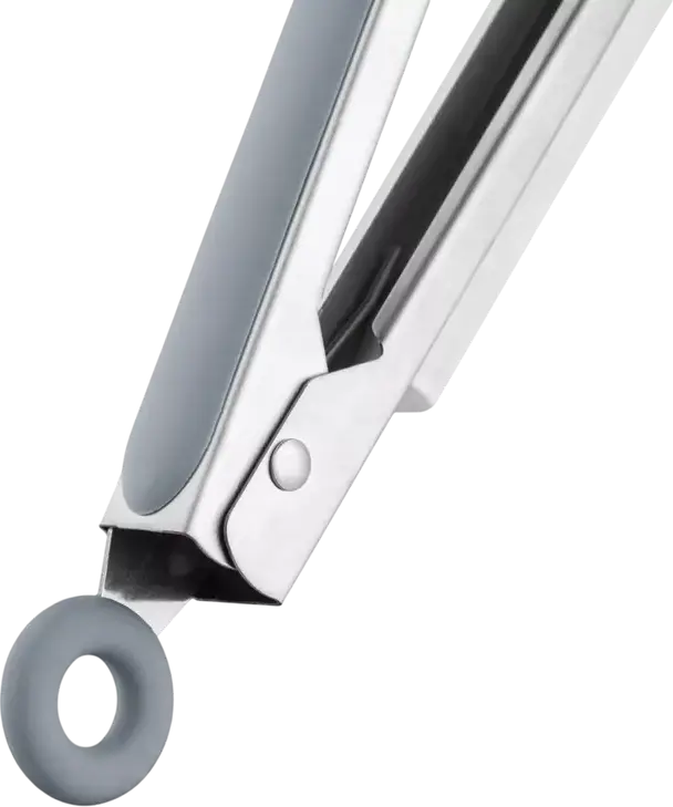 Clește Kitchen Tongs Ardesto AR3035GS Midori, 35 cm, Oțel Inoxidabil și Silicon, Rezistent la Căldură, Sigur pentru Înveliș Antiaderent, Gri