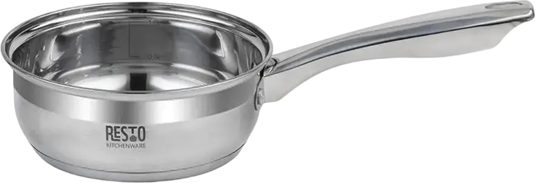Resto 92001 Libra Stainless Steel Saucepan with Glass Lid, 1.4L, 16cm Diameter, Mirror Polish, Induction Compatible, with Internal Volume Markings