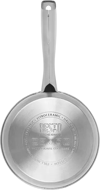 Resto 92001 Libra Stainless Steel Saucepan with Glass Lid, 1.4L, 16cm Diameter, Mirror Polish, Induction Compatible, with Internal Volume Markings