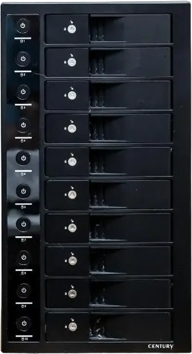 Внешний корпус Century CRST1035U3IS6G на 10 отсеков для 3.5" SATA HDD, USB 3.0 на 10x SATA-3 6 Гбит/с, индивидуальные кнопки питания