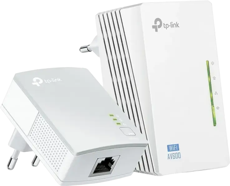 Set de 2 adaptoare TP-Link TL-WPA4220 KIT AV600 Wi-Fi Powerline, 600 Mbps Powerline, 300 Mbps Wi-Fi 2.4 GHz, 2 porturi Ethernet, Alb