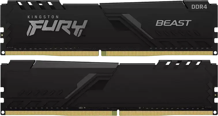 Комплект из 2 модулей Kingston FURY Beast KF436C18BBK2/32 32ГБ (2x16ГБ) DDR4 3600МГц CL18 PC4-28800 288-Pin DIMM оперативная память для ПК с радиатором, черный