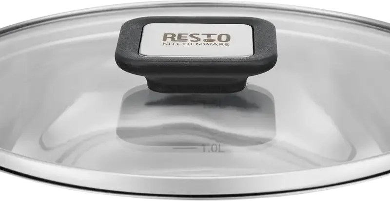 Resto Anser 92204 Stainless Steel Casserole Pot, 4.4L Volume, 22cm Diameter, Glass Lid, Bakelite Handles, Grey