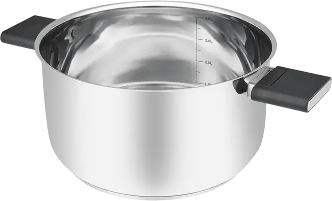 Resto Anser 92204 Stainless Steel Casserole Pot, 4.4L Volume, 22cm Diameter, Glass Lid, Bakelite Handles, Grey
