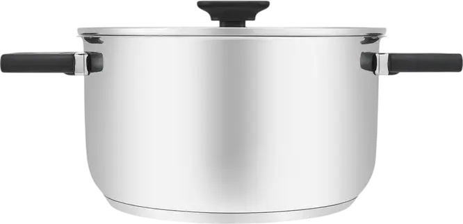 Resto Anser 92204 Stainless Steel Casserole Pot, 4.4L Volume, 22cm Diameter, Glass Lid, Bakelite Handles, Grey