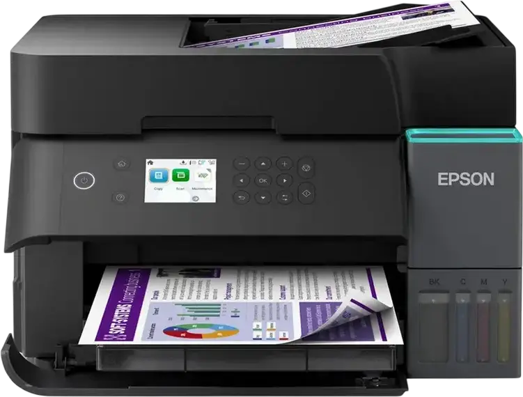 Epson EcoTank L6370 Multifunction Inkjet Printer, Print Scan Copy, ADF, Auto Duplex, Wi-Fi, Ethernet, PrecisionCore, Black, Includes 1 Set of Ink