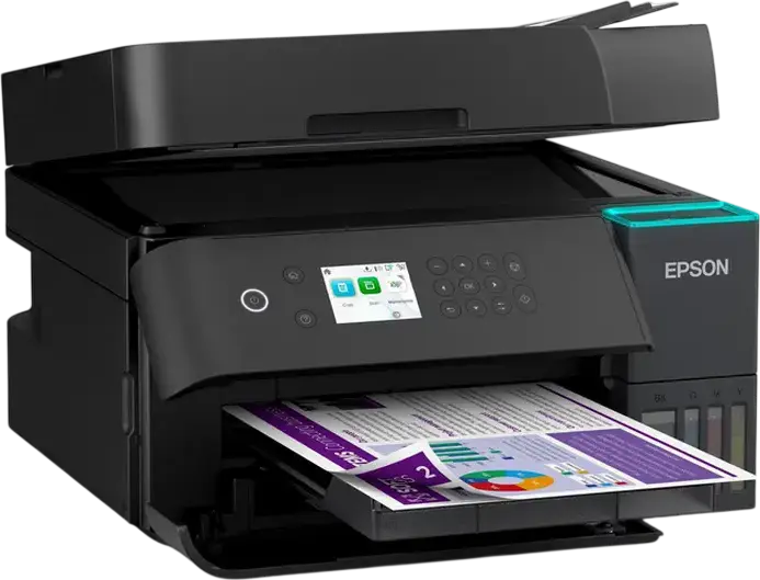 Epson EcoTank L6370 Multifunction Inkjet Printer, Print Scan Copy, ADF, Auto Duplex, Wi-Fi, Ethernet, PrecisionCore, Black, Includes 1 Set of Ink