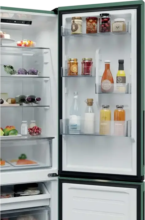 Frigider Combinat Candy CNCQ2T518 City Fresco 300, Culoare Verde, Capacitate 280L, No Frost, Circle Fresh, Zona Fresh 0°C, Clasa Energetica E, 182.5x54.5x60.2 cm