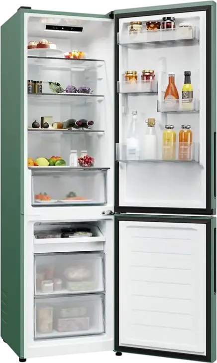 Frigider Combinat Candy CNCQ2T518 City Fresco 300, Culoare Verde, Capacitate 280L, No Frost, Circle Fresh, Zona Fresh 0°C, Clasa Energetica E, 182.5x54.5x60.2 cm